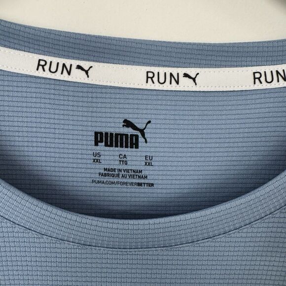 PUMA Gym Work Out Sporty Short Sleeve Athletic Textured T -Shirt Blue XXL NEW - Picture 7 of 12